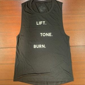 Pure Barre Lift Tone Burn Black and White Tank